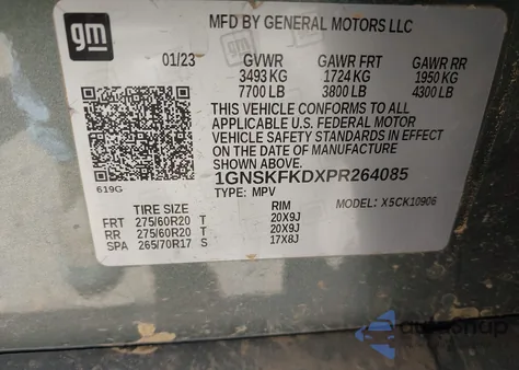 2023 Chevrolet Suburban 4Wd Premier z USA, uszkodzony, nr VIN 1GNSKFKDXPR264085